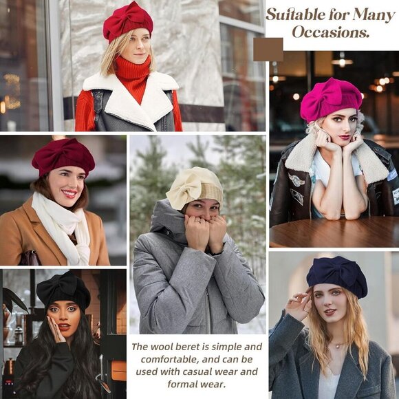 Women\'s Wool Beret Hat Warm Winter Casual Formal Gift Accessory main image 7